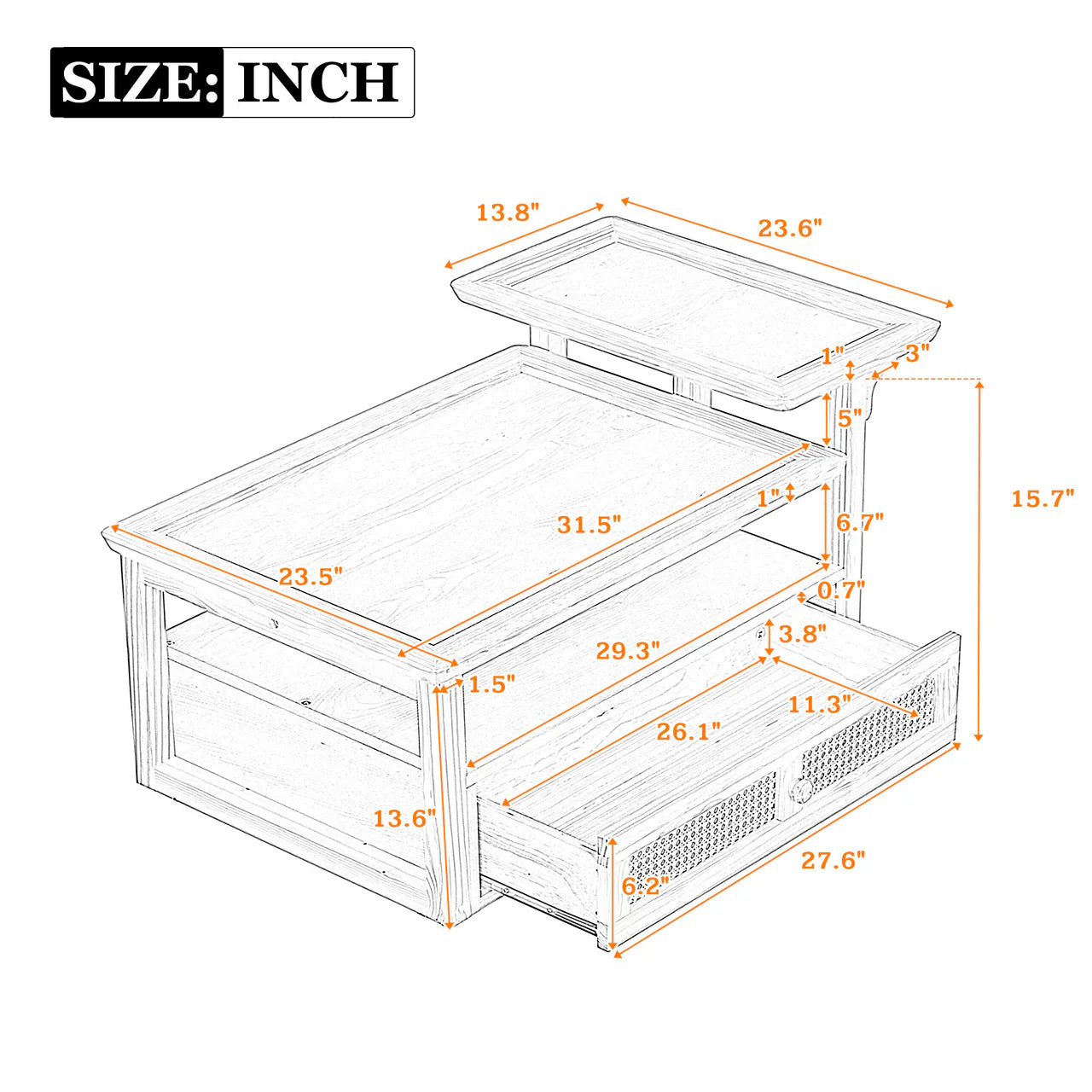 XELTRON 38" Coffee Table