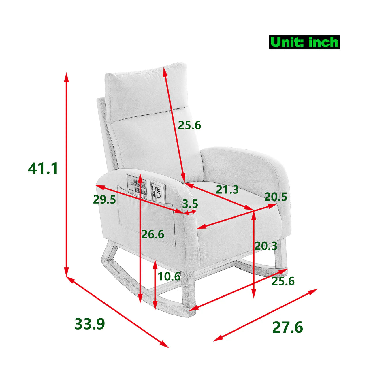 ALPINE 27.6" Modern Rocking Chair