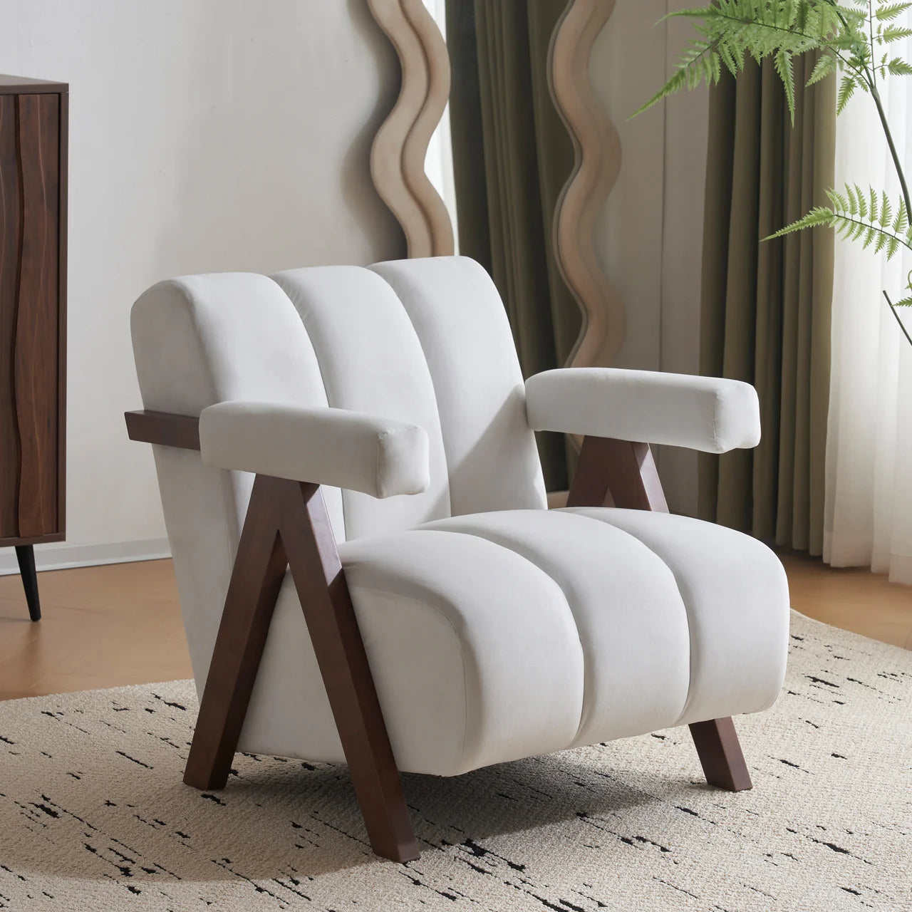 CALYPSO 29" Modern Chair - Ivory Velvet