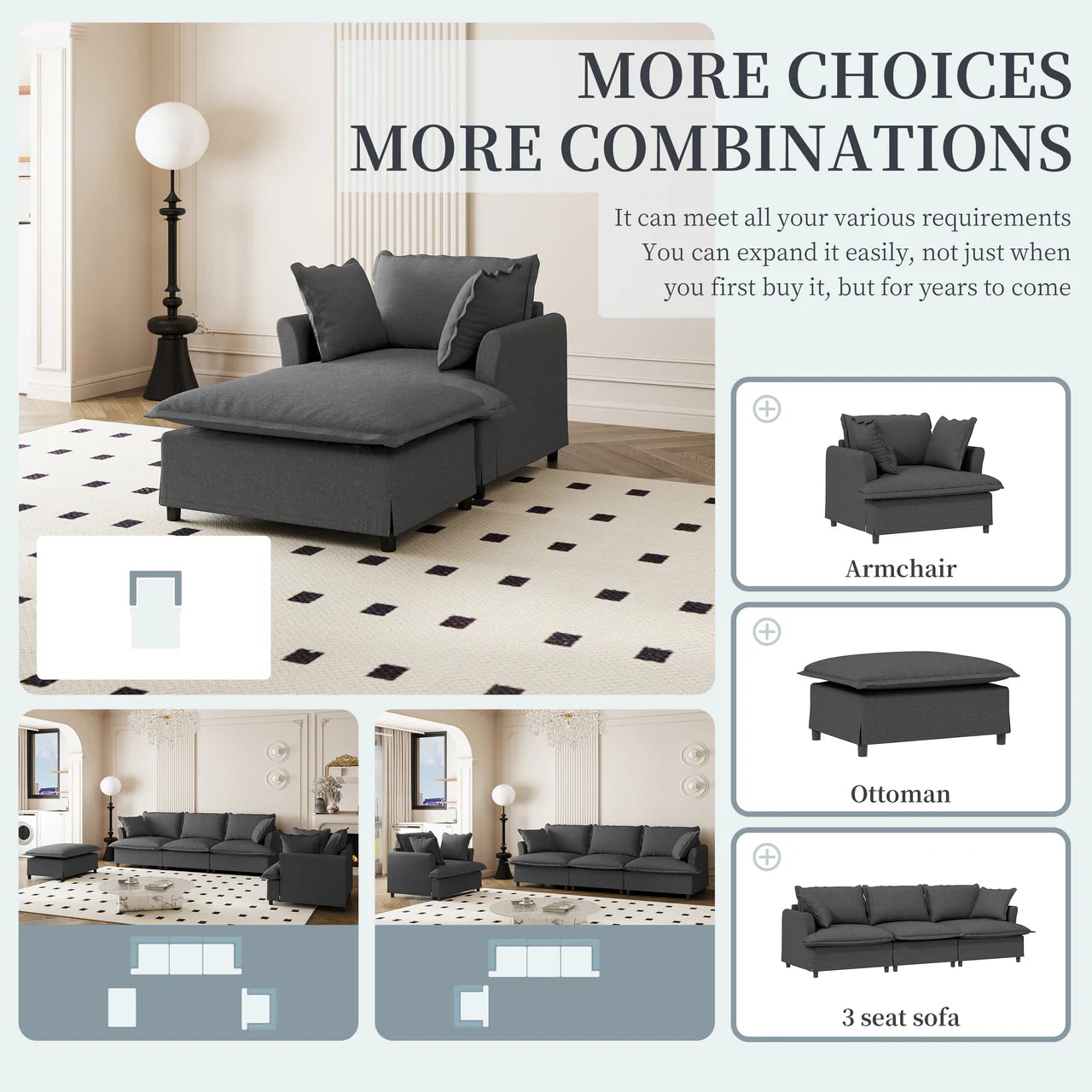 SYNOVI 37" Chair with Ottoman