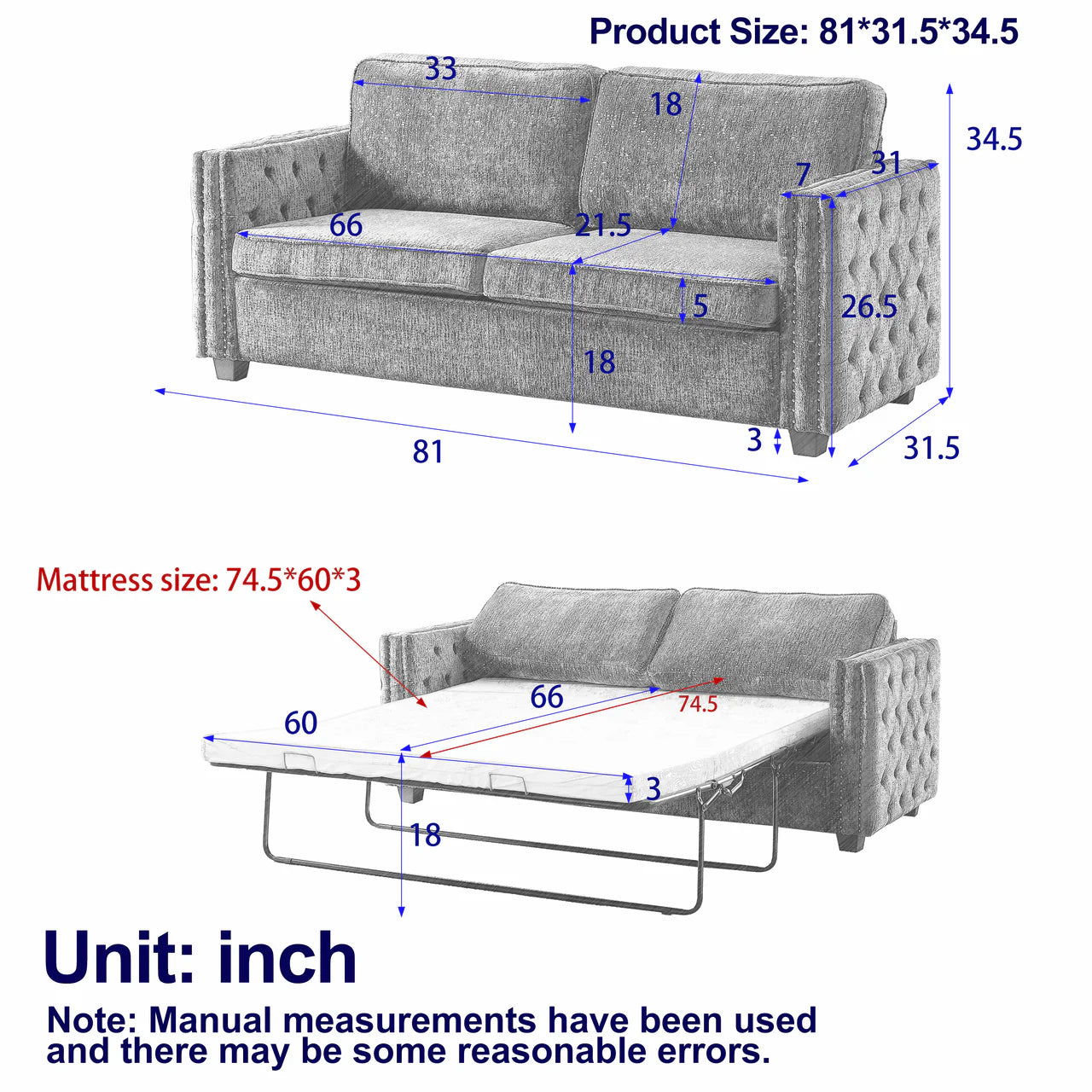 ASHER 81" Sofa Bed