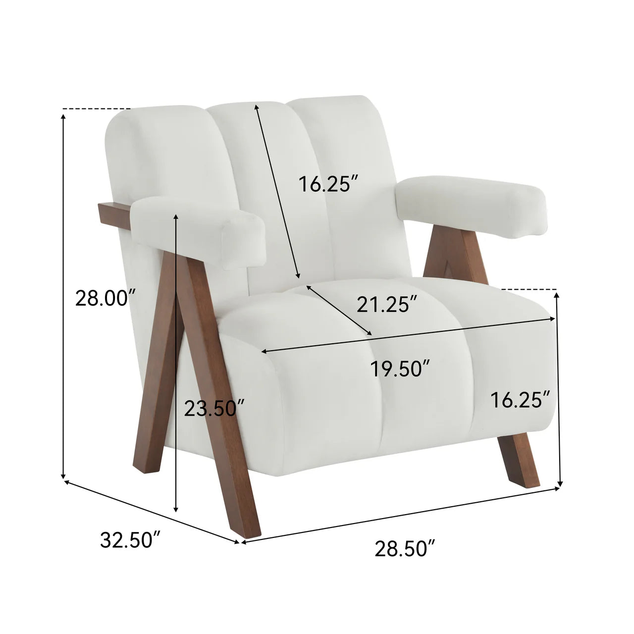 CALYPSO 29" Modern Chair - Ivory Velvet
