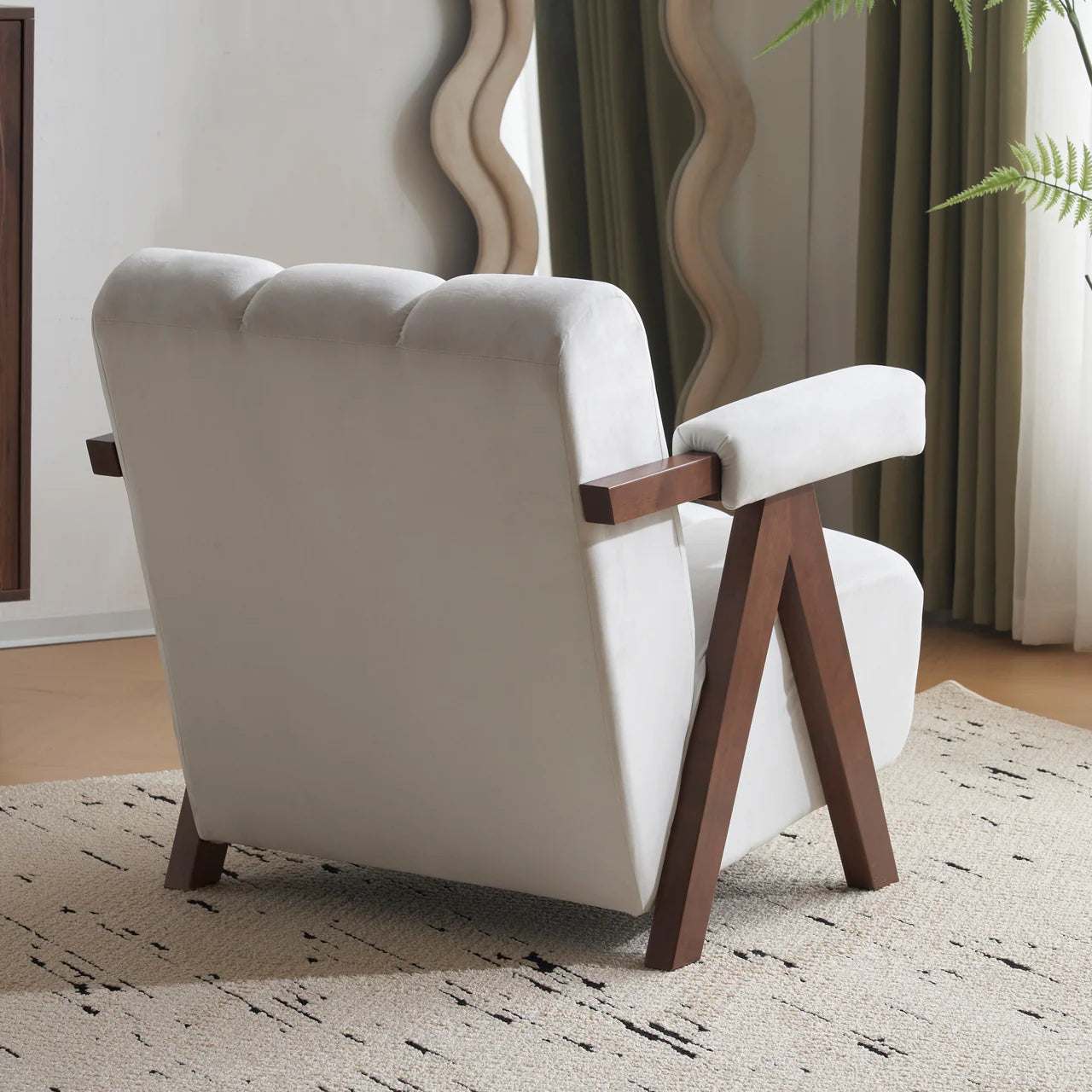CALYPSO 29" Modern Chair - Ivory Velvet