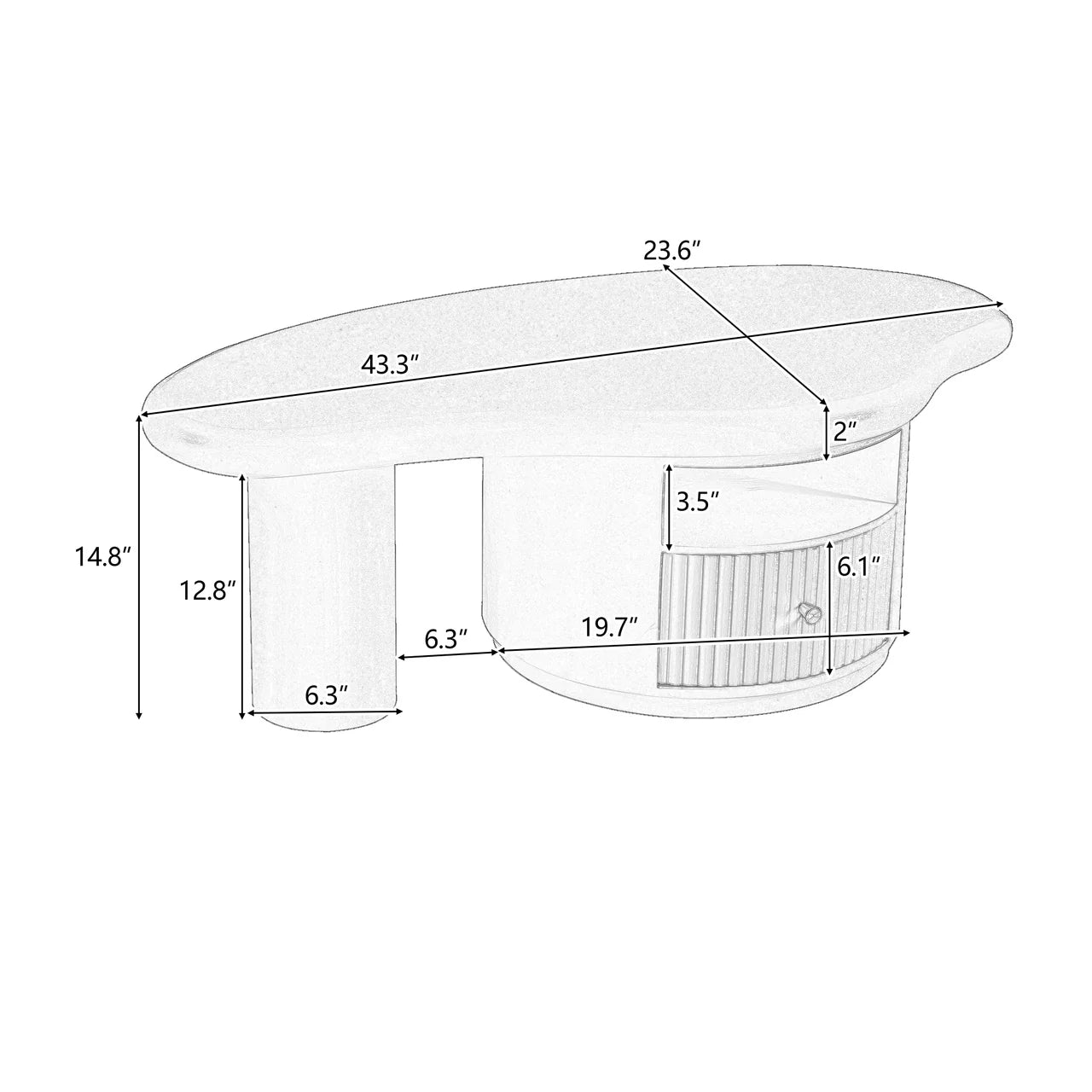 LYNTORX 43" Coffee Table
