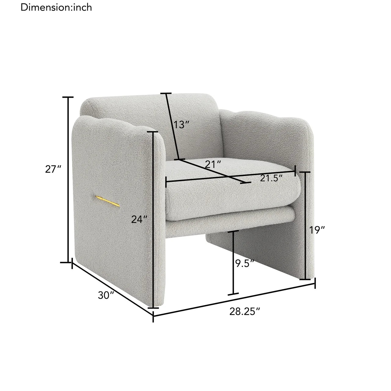 VALEN 28" Chair - Teddy Light Gray