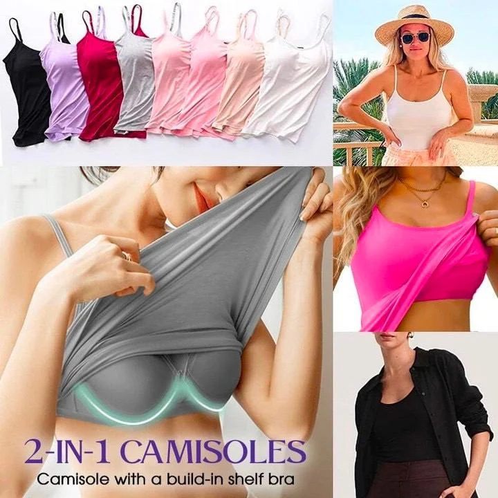 Cami-BH β Damen-Camisole mit eingebautem gepolstertem BH-Unterteil ππ