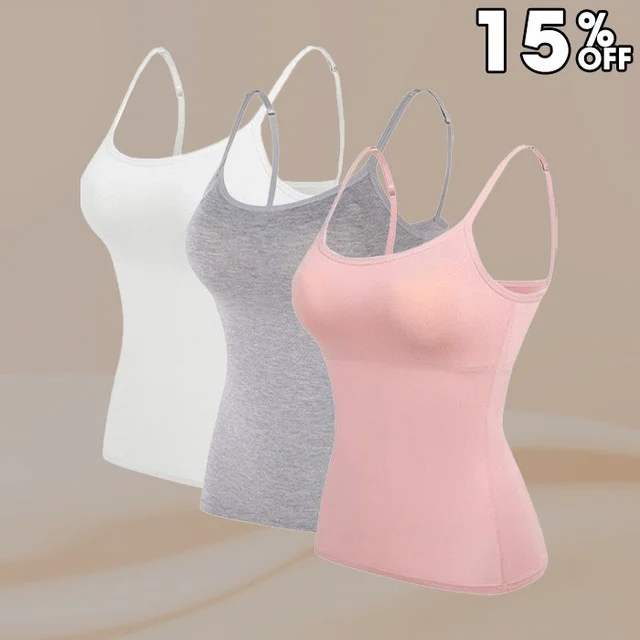 Cami-BH β Damen-Camisole mit eingebautem gepolstertem BH-Unterteil ππ