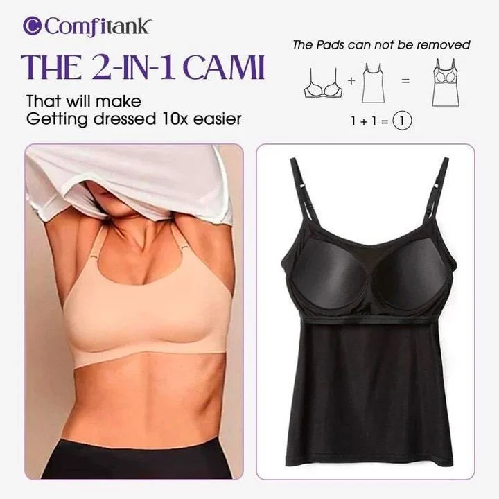 Cami-BH β Damen-Camisole mit eingebautem gepolstertem BH-Unterteil ππ