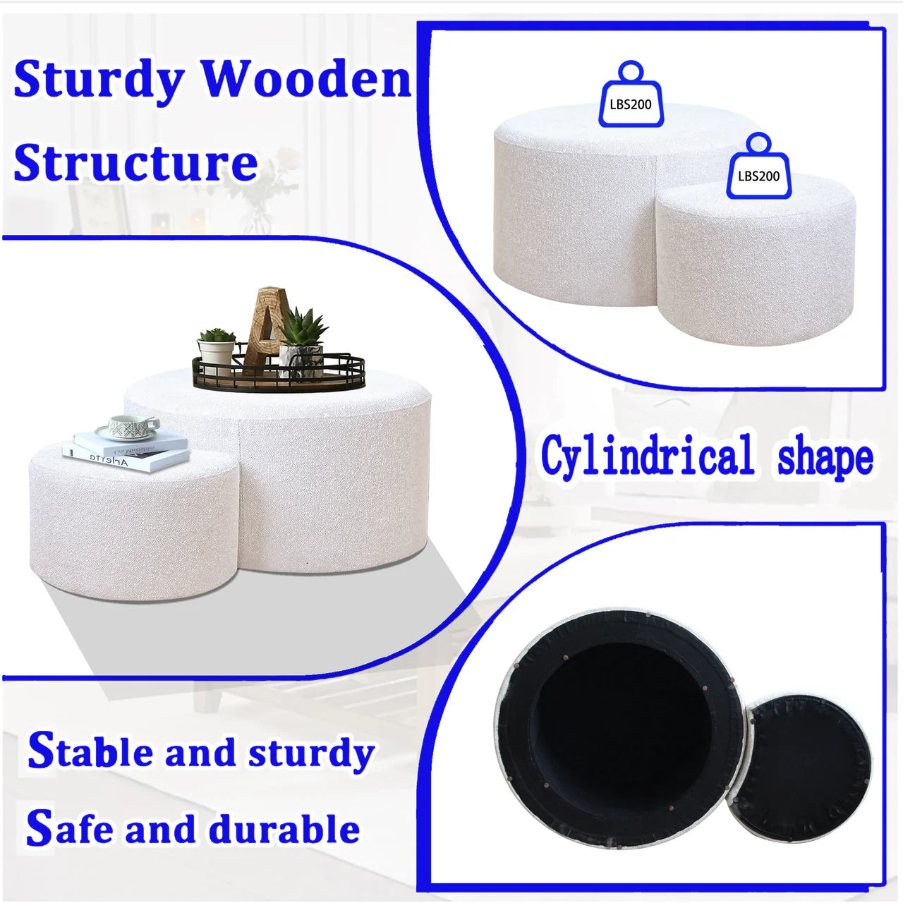 FYNTRIX 27" Coffee Table Set of 2