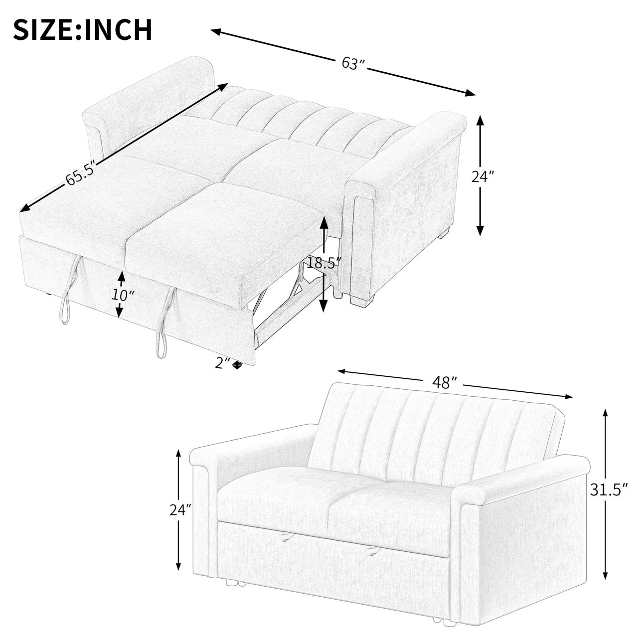 FREXOL 63" Sofa