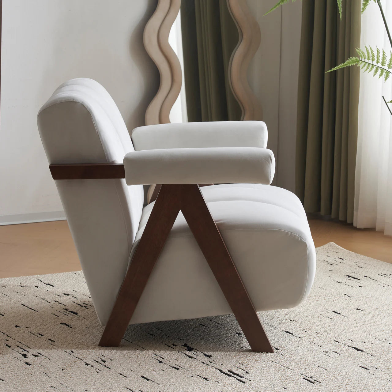 CALYPSO 29" Modern Chair - Ivory Velvet