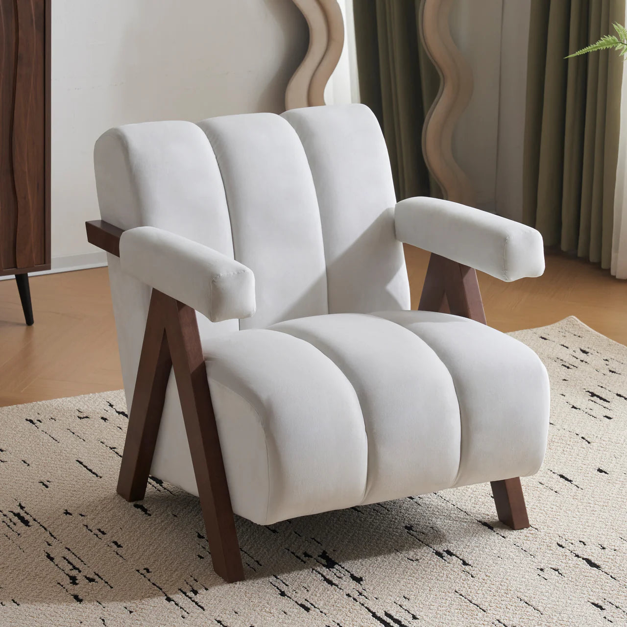 CALYPSO 29" Modern Chair - Ivory Velvet