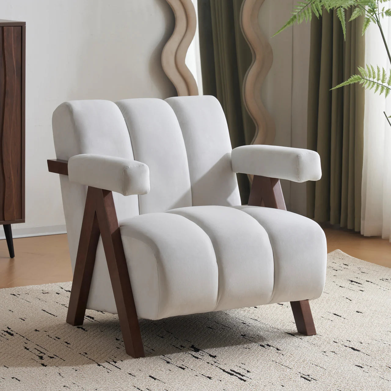 CALYPSO 29" Modern Chair - Ivory Velvet